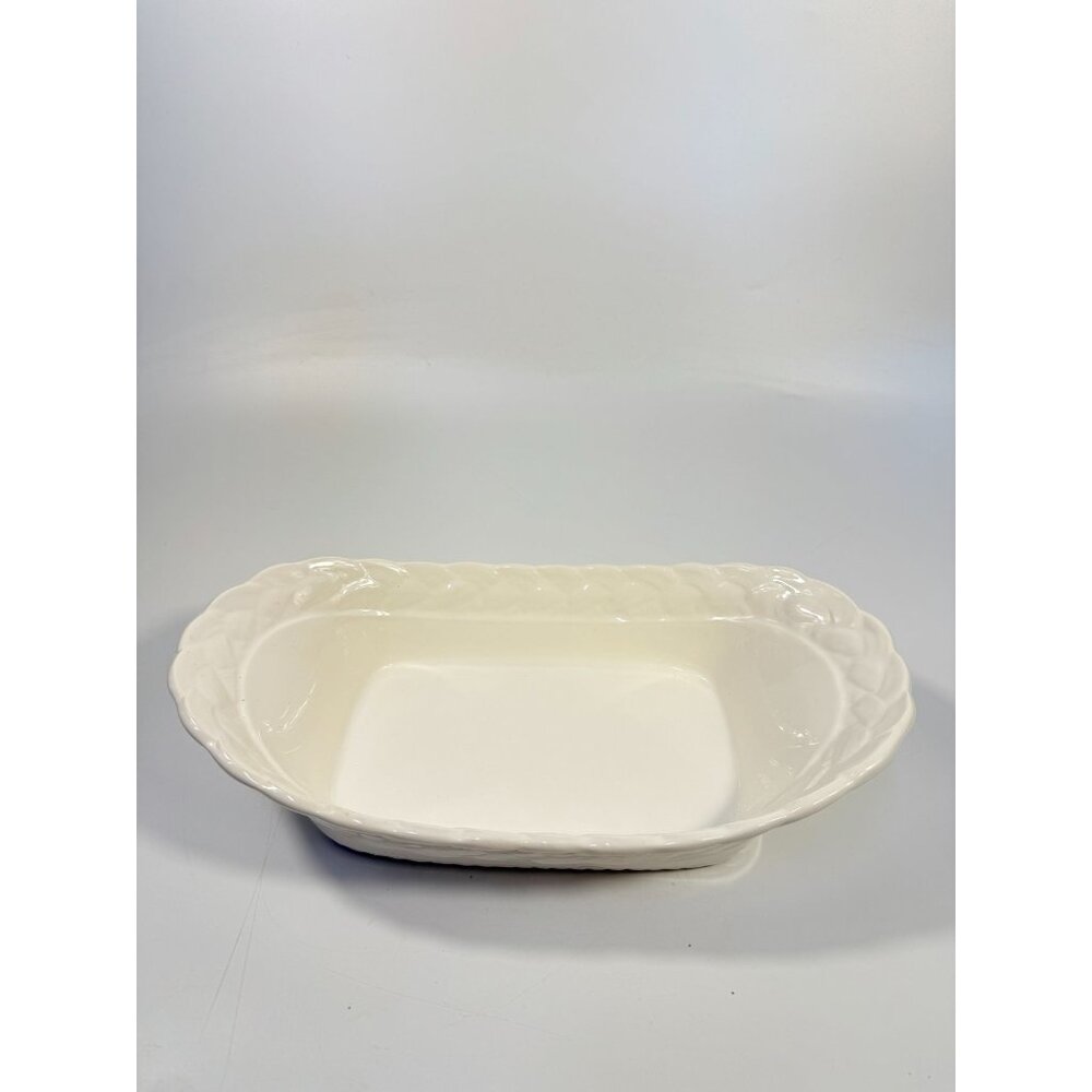 Ironstone White Serving Dish Bowl Oblong Braided Band Vintage Japaan Ceramic - Picture 2 of 16